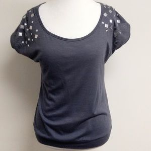 Fleurish Gray Shirt Metallic Decoration on Sleeves